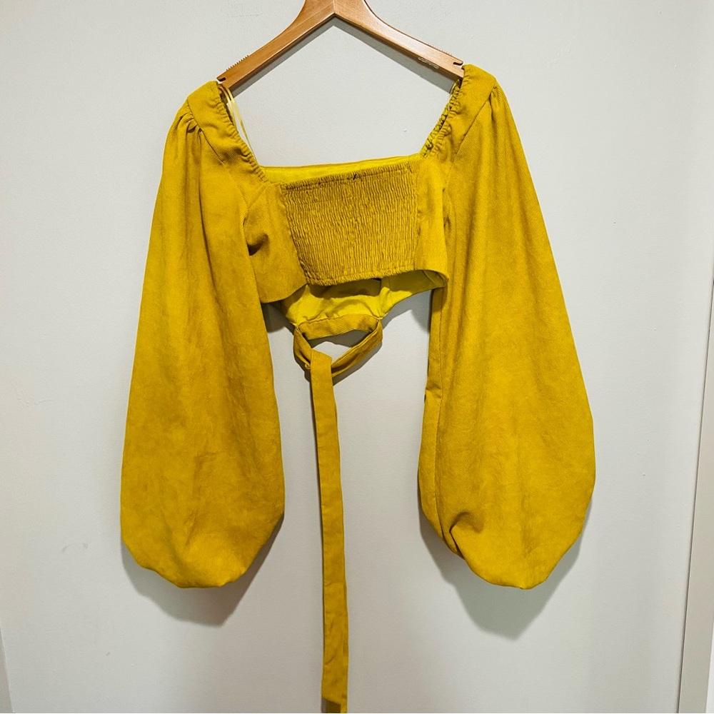 Style & Co Women's Yellow Balloon‎ Sleeve Crop Top Size L - Picture 7 of 15